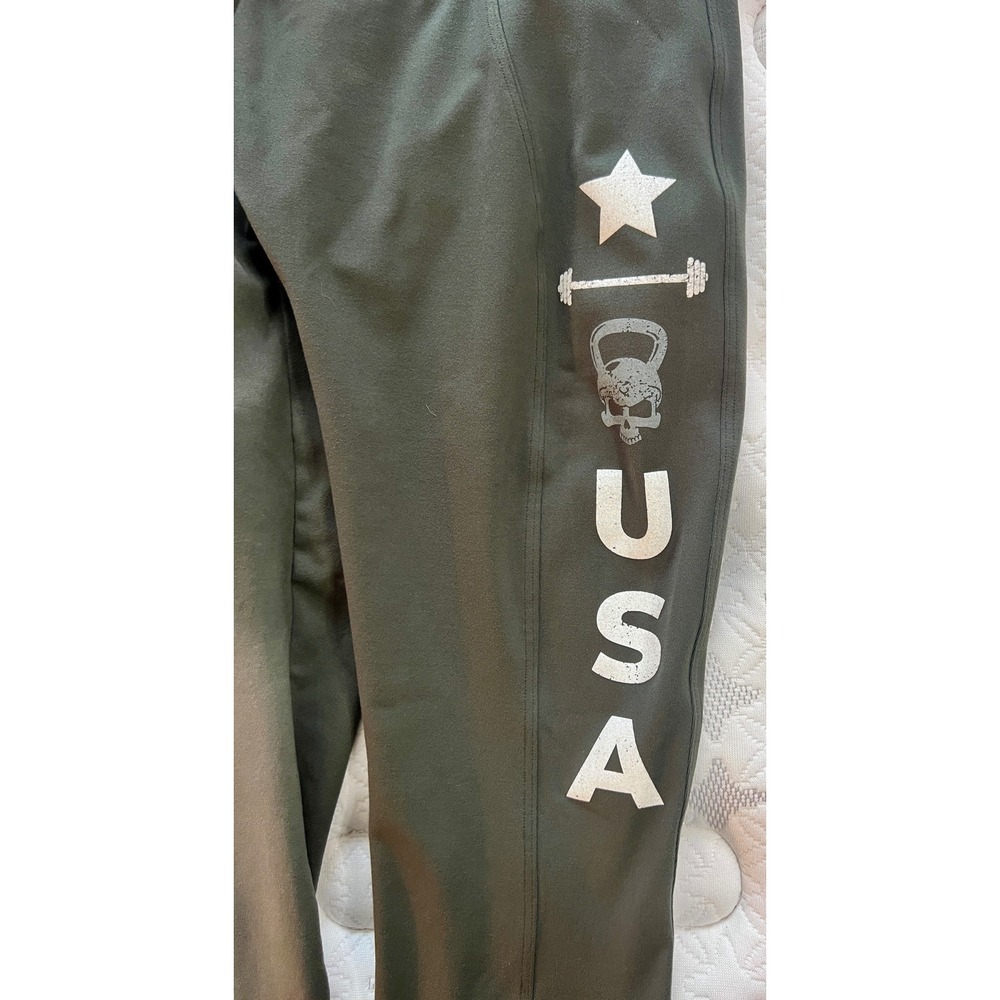 Bombshell USA Leggings Olive Green High Waist Pocket Gym Pants S - Picture 5 of 7